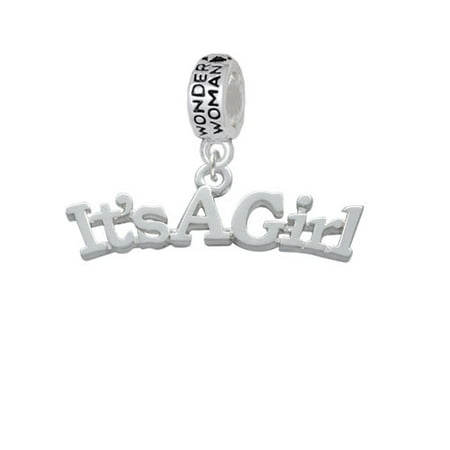 Large ''It's a Girl'' - Wonder Woman Charm Bead
