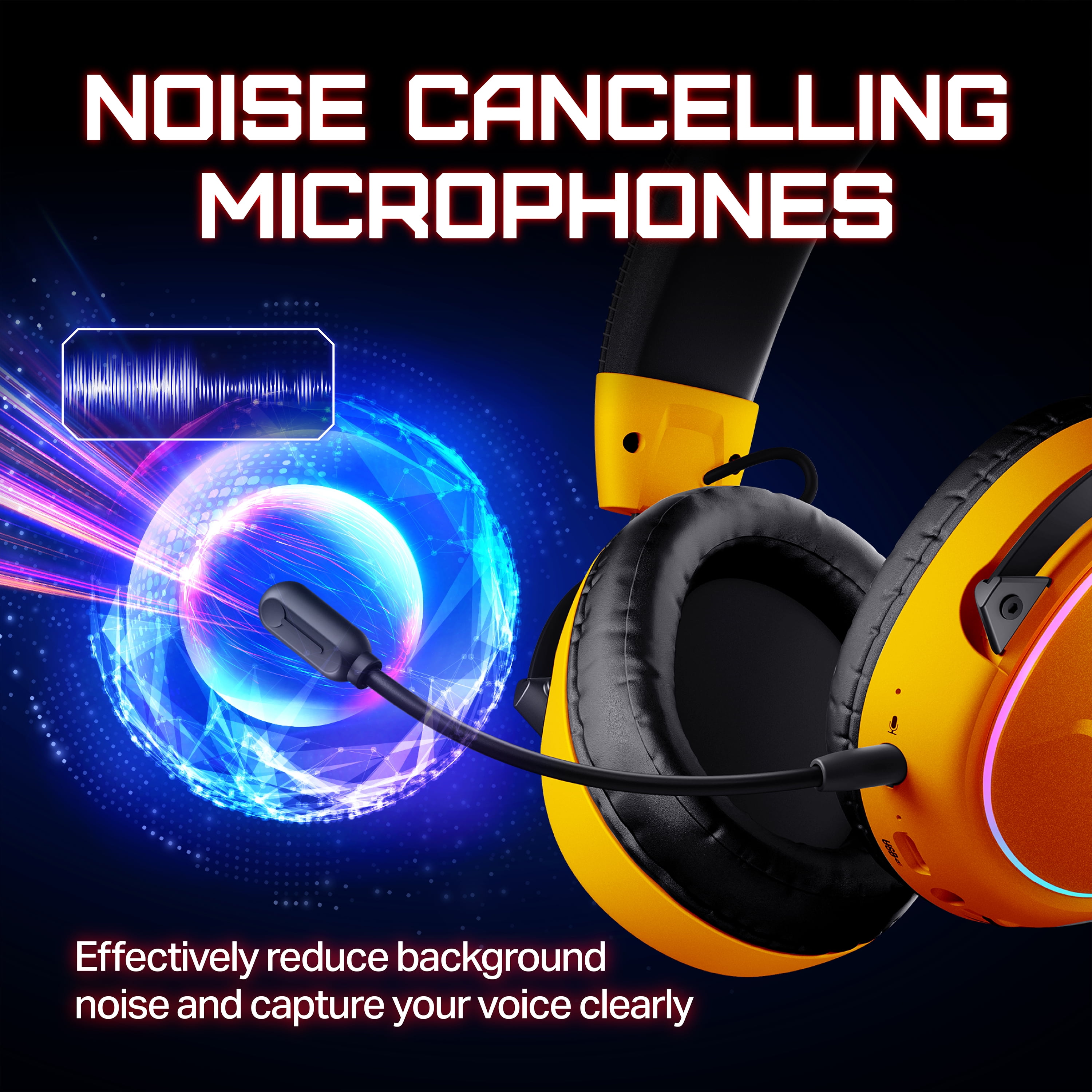 OXS Storm G2 Wireless Gaming Headsets with 7.1 Virtual Surround Sound, Orange