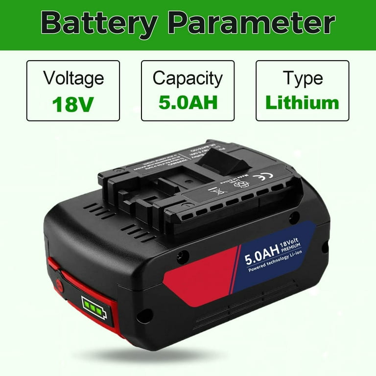 [2Pack] 18V 6.0 Ah! HIGH-Output Battery for Bosch 18V Battery Lithium  BAT609 BAT609G BAT610G BAT611 BAT612 BAT618 BAT618G BAT619 BAT619G BAT622  BAT620