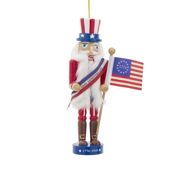 Kurt Adler 6" Wooden America 250th Anniversary Nutcracker Ornament, R/W/B Hat Nutcracker