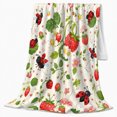 thumbnail image 2 of Ladybugs And Strawberry Garden Pattern, Playful Botanical Pattern Illustration for Garden Pattern Enthusiasts, Housewarming Gift, Cozy Flannel Blanket and Home Decor for Living Room and Bedroom, 2 of 7