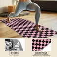 thumbnail image 4 of Black and Pink Checkerboard Pattern Hot Yoga Mat Towel Non Slip for Hot Yoga - Quick-Drying Yoga Mat Cover with 4 Corner Pockets with Travel Bag - Hot Yoga Towel Non Slip 74"x26", 4 of 6
