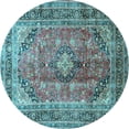 thumbnail image 1 of Ahgly Company Indoor Round Medallion Light Blue Traditional Area Rugs, 8' Round, 1 of 4
