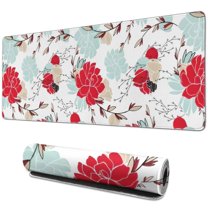 Long Mouse Pads for Desk,Pioneer Flower Floral Print Pattern Desk Mats on Top Of Desks, Desk Mouse Pad Extra Large with 3mm Non-Slip Base and Stitched Edge for Gaming,Office,Work,Home 31.5"x11.8"