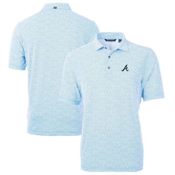 Men's Cutter & Buck Light Blue Atlanta Braves Virtue Eco Pique Botanical Print Recycled Polo