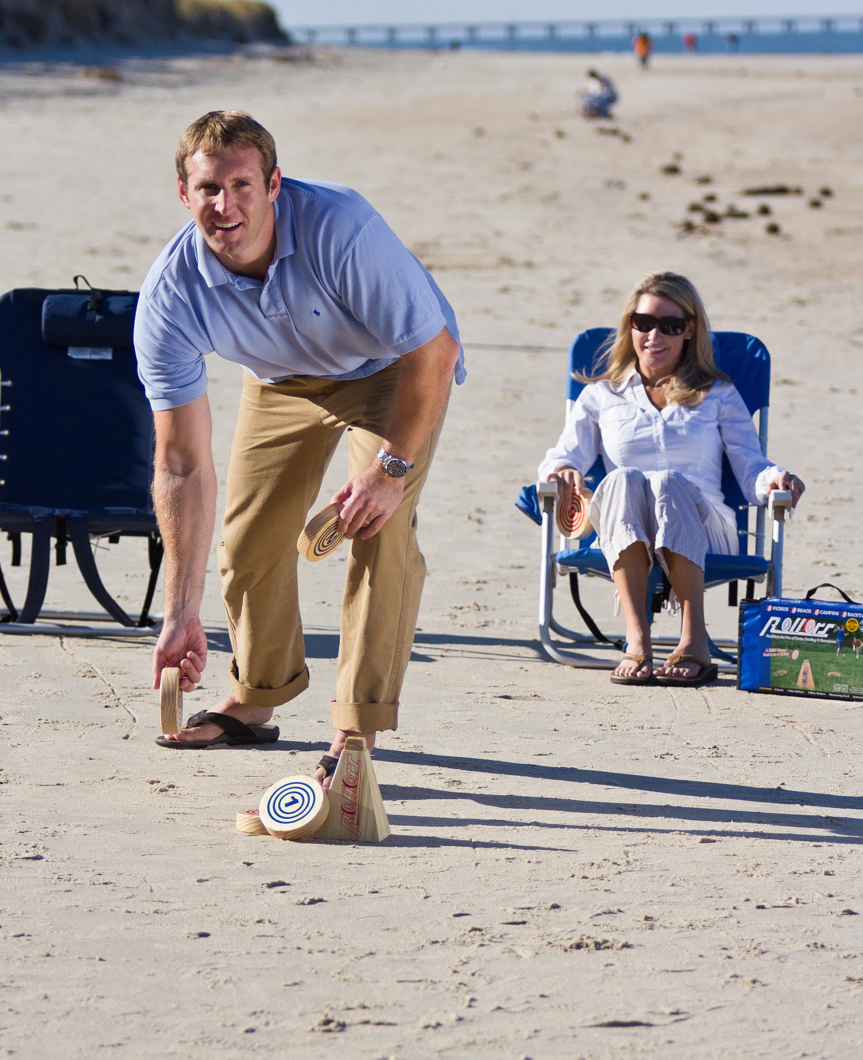 Rollors All Wood Outdoor Yard Game Combining Horseshoes, Bocce Ball and Bowling