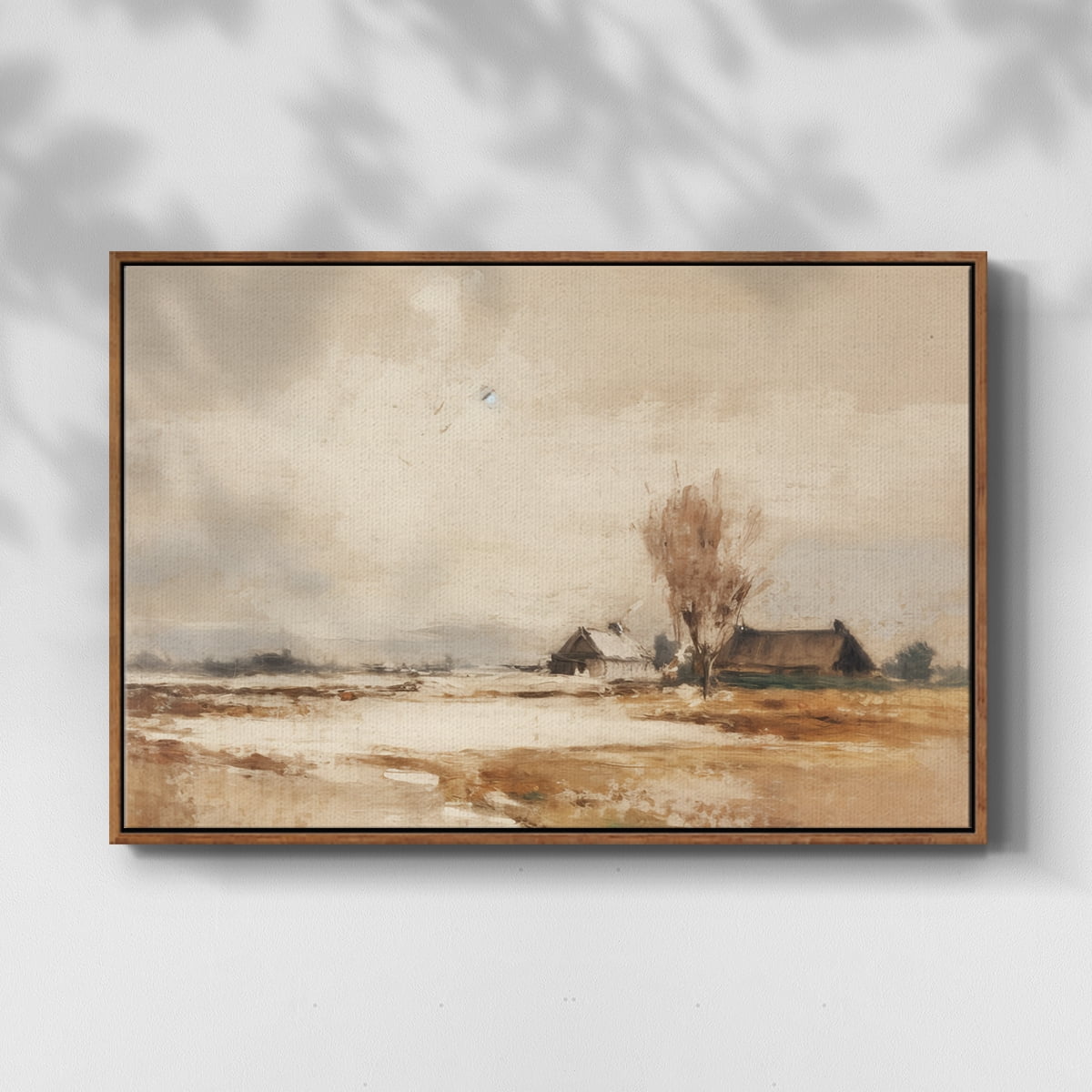 Vintage Landscape-III By Wexford Home Framed in Walnut Wood Gallery Wrapped Canvas 25 in. x 37 in.
