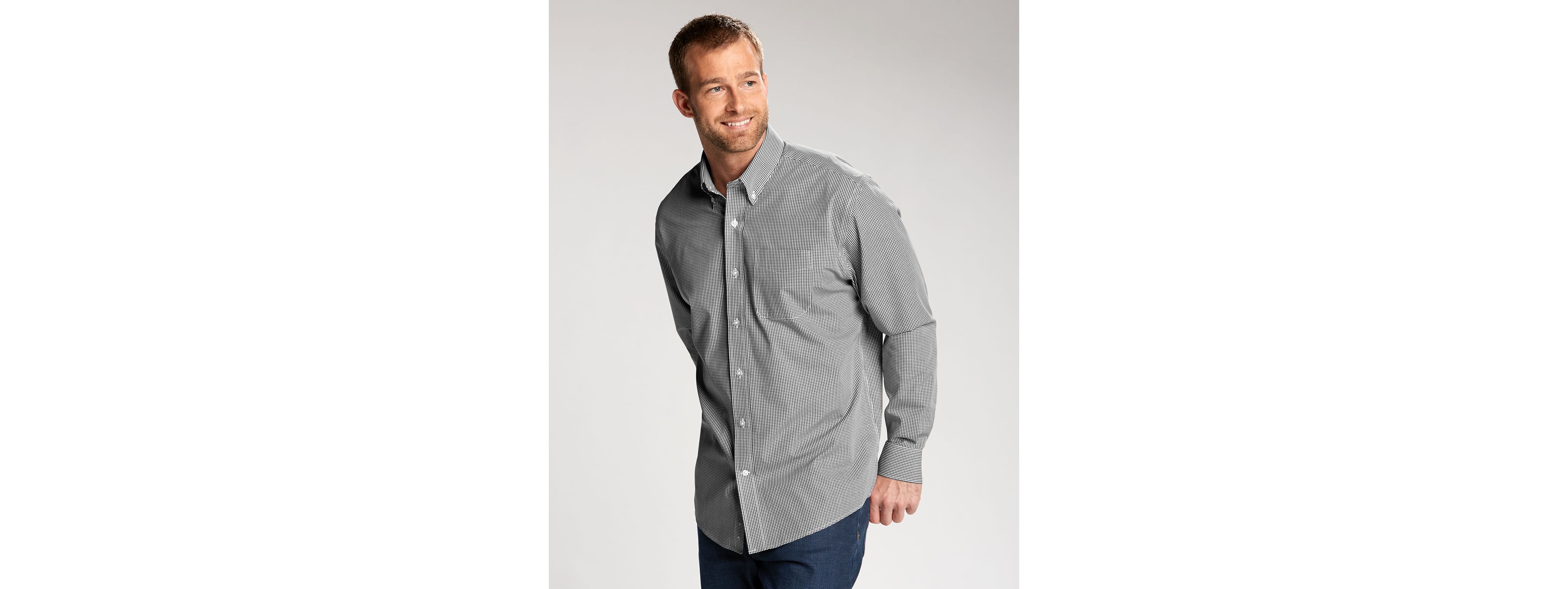 Men's Big and Tall Long sleeve Epic Easy Care Gingham, Charcoal - XXXL - image 2 of 2