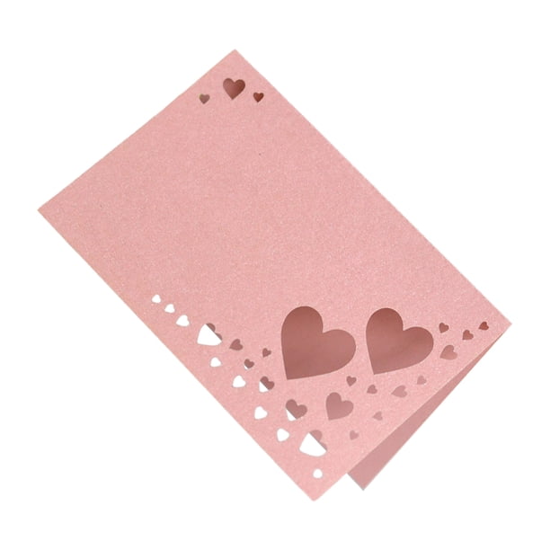 Tarjetas de nombre Wosthever 50 tarjetas de papel hueco de corazón rosa