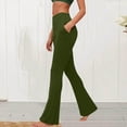 thumbnail image 2 of iHPH7 Flare Yoga Pants with Pockets, Bootcut Athleisure Seamless Tummy Control Leggings for Women Workout, Pilates, Gym Army Green XL, 2 of 6