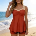 thumbnail image 6 of Ahdbta Tankini Swimsuits for Women Tummy Control Two Piece Bathing Suit Color Block Flowy Swim Tank Top with Boyshorts, 6 of 9