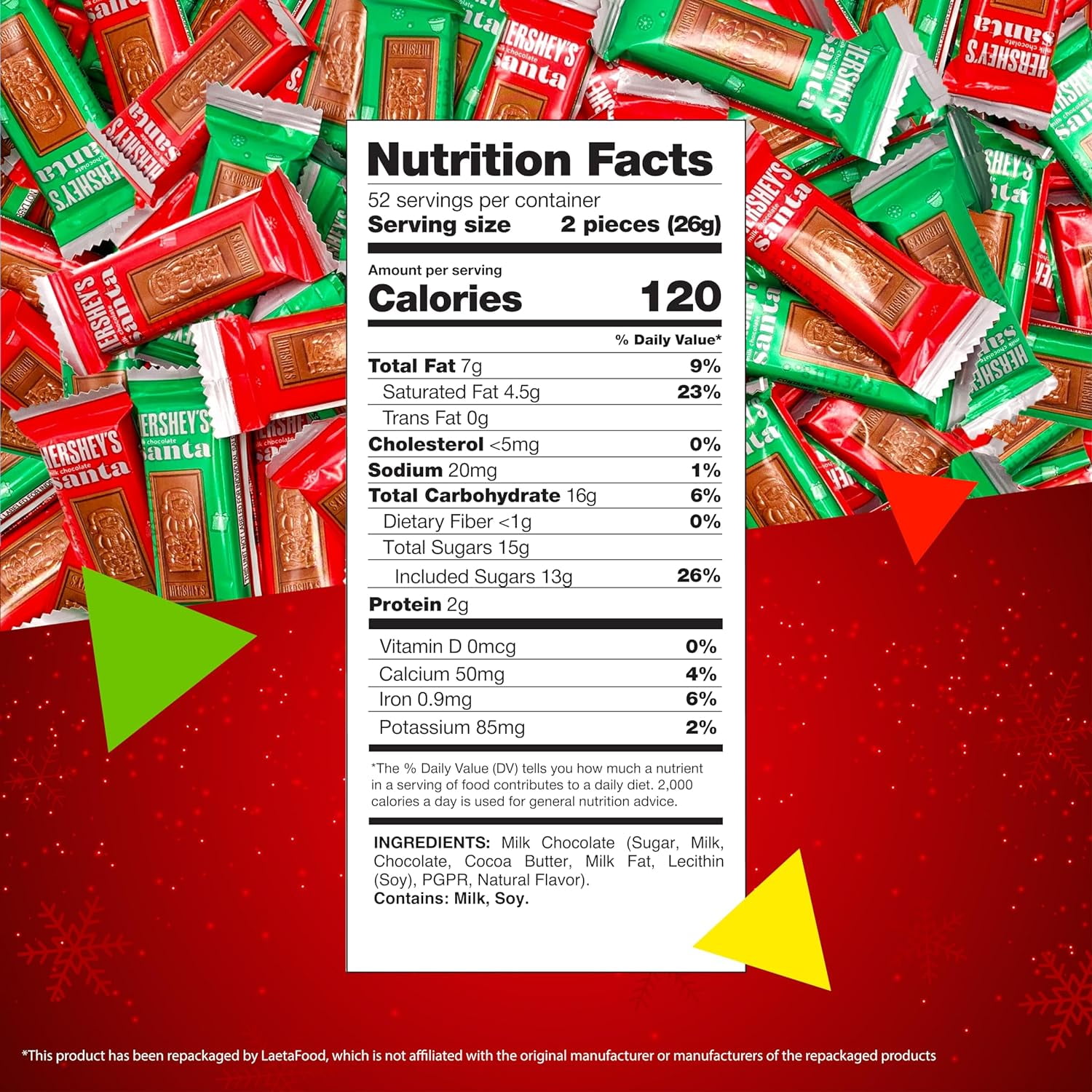 HERSHEY'S Milk Chocolate Santa's Candy (3 Pound Bag)