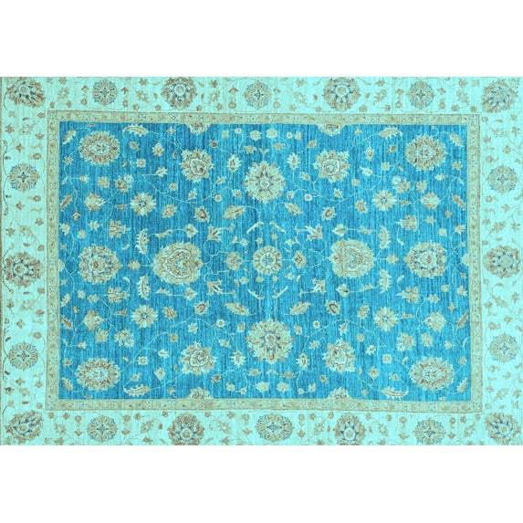 Ahgly Company Indoor Rectangle Oriental Light Blue Traditional Area Rugs, 8' x 12'