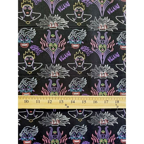 100% Cotton Fabric "Disney Witches, 'Villians'/Sleeping Beauty" Print / 45" Wide