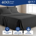 thumbnail image 2 of 100% Egyptian Cotton Twin Sheets - 400 Thread Count Sateen Weave, Cooling, Hotel Luxury 3 Piece Twin Bed Sheets Set with 15" Deep Pockets - Dark Grey, 2 of 8