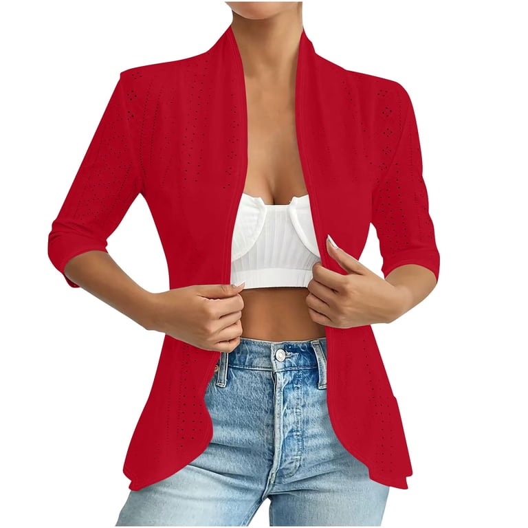 Fznquz Open Front Womens Cardigans Lightweight Red Bolero Cardigan