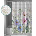 thumbnail image 4 of Retro Pink Shower Curtain, 60" x 72", Blue Wildflowers Country Floral Herbs Grey Plaid Waterproof Bathroom Curtain Washable Shower Curtain Set with 12 Hooks, 4 of 6