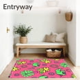 thumbnail image 3 of ODIKA 2'x3' Machine Washable Non-Slip Area Rug, Jungle Creature ABC Educational Floor with Monkey Elephant Tiger Art High Traffic Rug with Pad, Pink, 699514, 3 of 8
