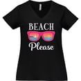 thumbnail image 3 of Inktastic Beach Please Sunglasses Gift Women's Plus Size V-Neck T-Shirt, 3 of 5