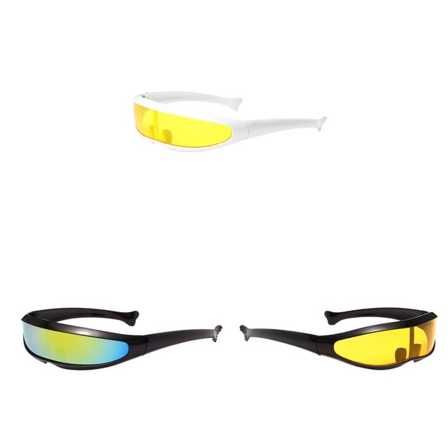 3 gafas de sol s con visera estrecha, lentes de espejo unisex, accesorios de disfraces novedosos, lentes de espejo punk, gafas para cosplay Rave amarillo azul amarillo BLESIY none