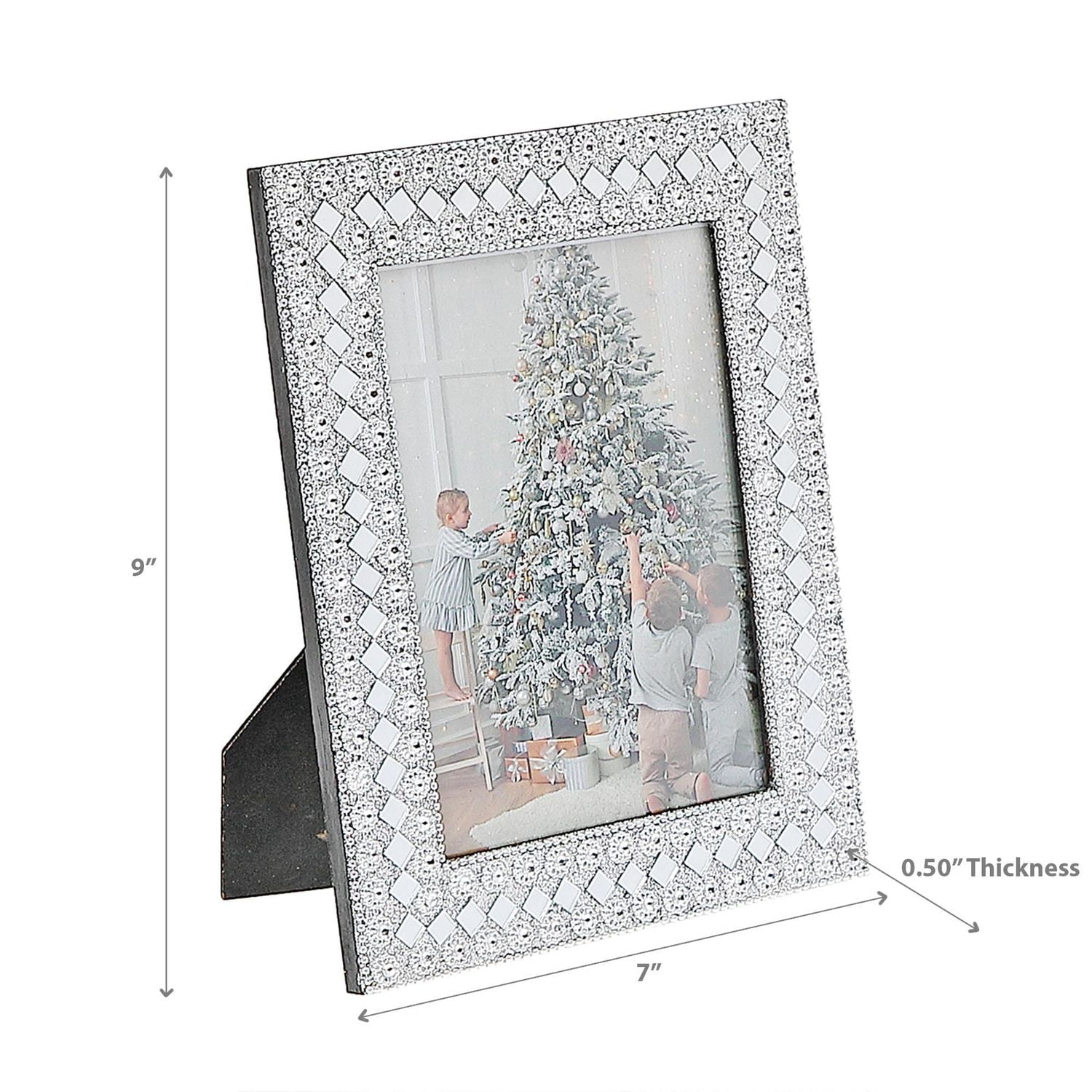 Christmas 5X7 "Cadre Photo Silver Diamond