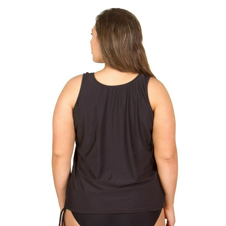 Plus-Size Swimwear Top - Wear Your Own Bra - Solid Black 