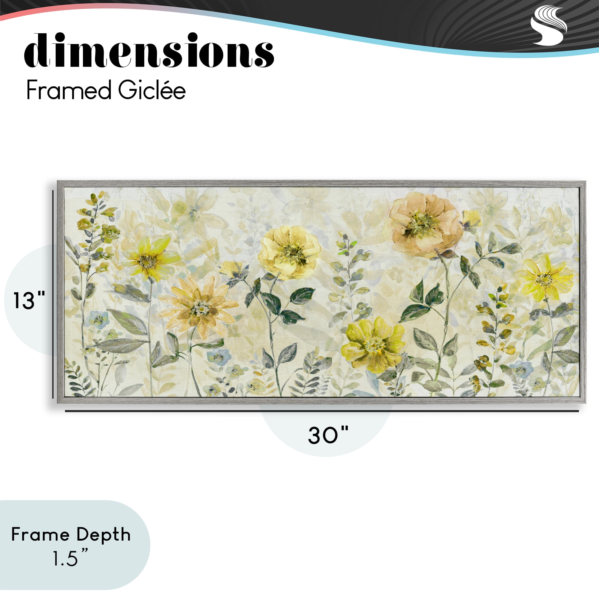 Stupell Industries Yellow Buttercup Garden Gray Framed Giclee Art, design by Sally Swatland