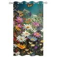 thumbnail image 2 of Outdoor Curtains for Patio, Spring Floral Waterproof Blackout Outside Curtain for Porch/Pergola/Gazebo, Colorful Daisy Summer Botanical Butterfly Thermal Insulated Drapes, 1 Panel, 54 x 84 Inch, 2 of 8