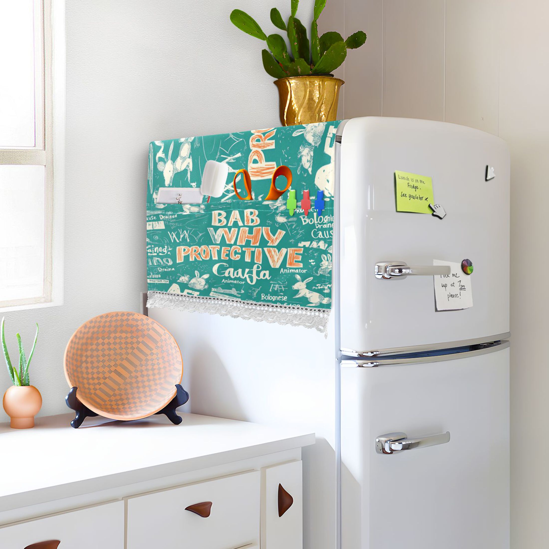 Bab Why ProtectiveWasher and Dryer Covers Dust-Proof and Oil Resistant Fridge Cover with 4 Storage Pockets Washing Machine Top Cover for Laundry Kitchen Home 51.2 x 22 In