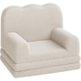 thumbnail image 1 of 2-in-1 niños couch - convertible teddy fleece fabric niños pequeños sofa chair, soft fold-out couch lounger niños - comfy children sofa cama playroom, nursery (blanca, birthday gift), 1 of 7
