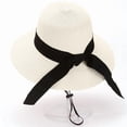 thumbnail image 7 of QHFBli Sun Straw Hat for Women with Wind Lanyard Wide Brim Foldable Beach Summer Hats Womens UV 50+ Protection Bowknot Cap, 7 of 7
