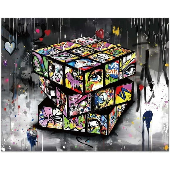 Graffiti Art Prints Modern Posters Gallery Wall Art Coated Paper Wall Decorations for Men Dorm Home Living Room Bedroom Kitchens Offices Unframed 13.8x11in Colorful DIY