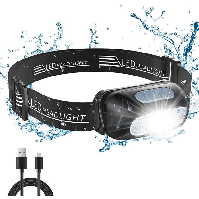 Linterna Frontal LED Recargable, Potente Linterna Frontal Impermeable con 5 Modos de Luz, 200 LM, Linternas Frontales para Niños Ultraligeras y Ajustables para Pesca, Camping, Senderismo, Ciclismo