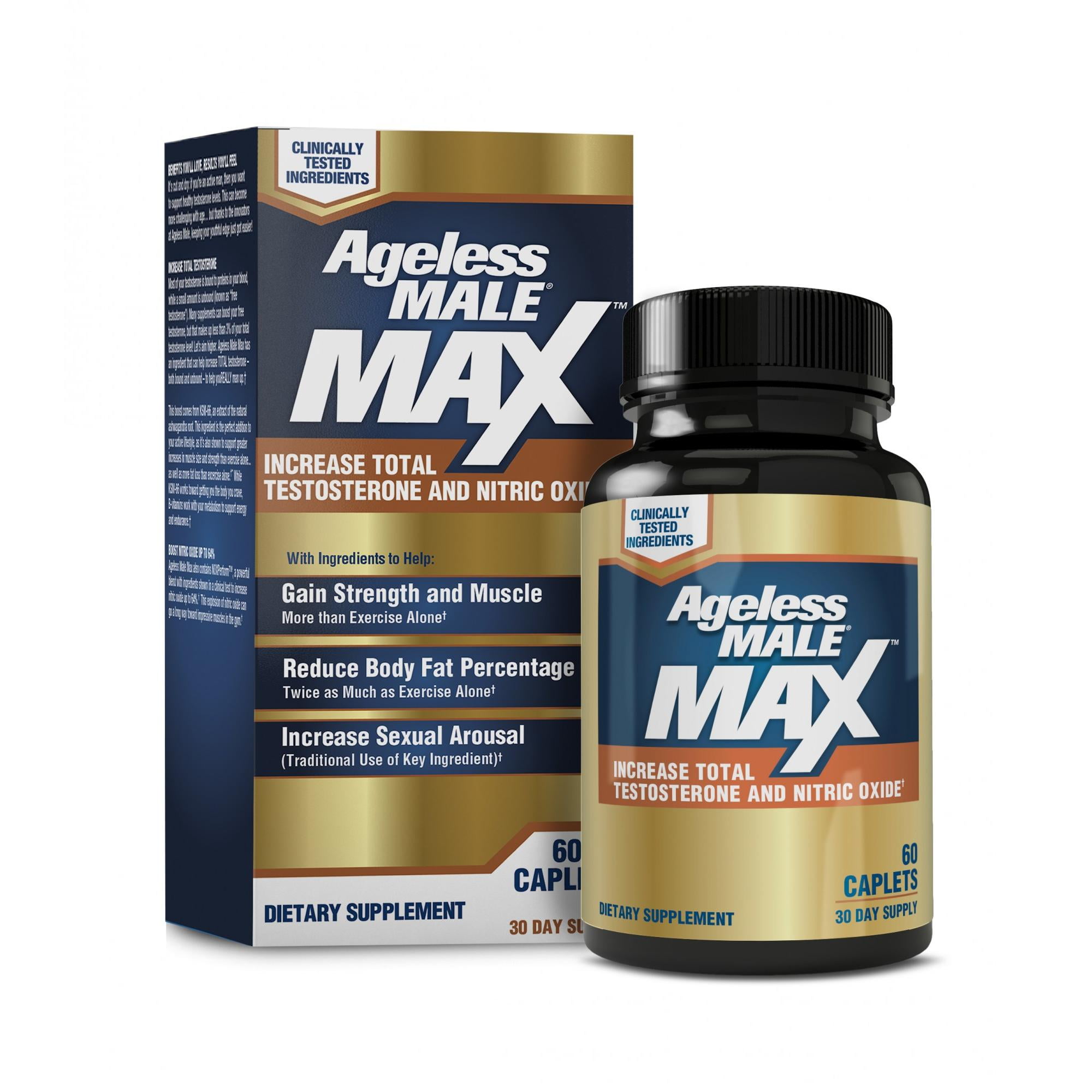 Ageless Male Max Total Testosterone & Nitric Oxide Booster Capsules 60