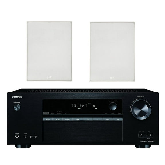 Onkyo 5.2 Channel Full 4K Bluetooth AV Home Theater Receiver   Polk 8" 2 Way High-Performance Natural Surround Sound In-Wall Speaker System (Pair)