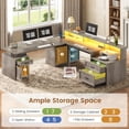 thumbnail image 5 of 76.8" x 72.8" Farmhouse L Shaped Electric Standing Desk with 3 Drawers and Storage Cabinet, 5 of 8