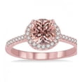 thumbnail image 2 of 1.25 Carat Round Morganite and Diamond Engagement Ring in 14k Rose Gold affordable morganite and diamond engagement ring, 2 of 3