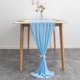 thumbnail image 1 of Nvzi Camino de mesa de gasa transparente para bodas, 72 x 305 cm, romántico camino de mesa de tul para decoración de bodas, fiestas de cumpleaños, decoración de mesa nupcial, 1 unidad, azul, 1 of 5
