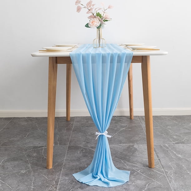 Nvzi Camino de mesa de gasa transparente para bodas, 72 x 305 cm, romántico camino de mesa de tul para decoración de bodas, fiestas de cumpleaños, decoración de mesa nupcial, 1 unidad, azul