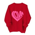 thumbnail image 4 of YueHuiYing Valentine's Day Romantic Pink Heart Print Women's Oversized Crewneck Long Sleeve Hoodless Sweatshirt, 4 of 9
