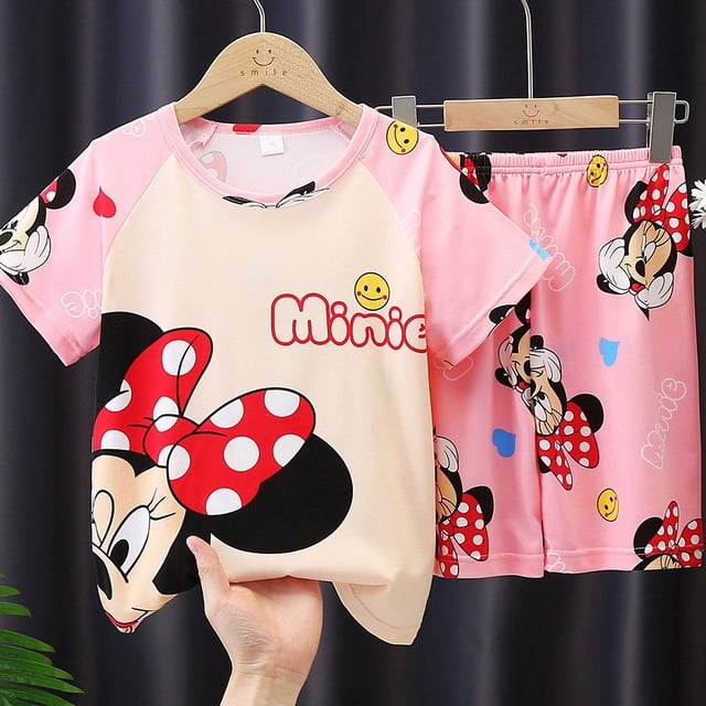Pyjamas Garçons Filles Manches Courtes Vêtements de Maison Ensemble Pyjama Manches Courtes Shorts-sebneei