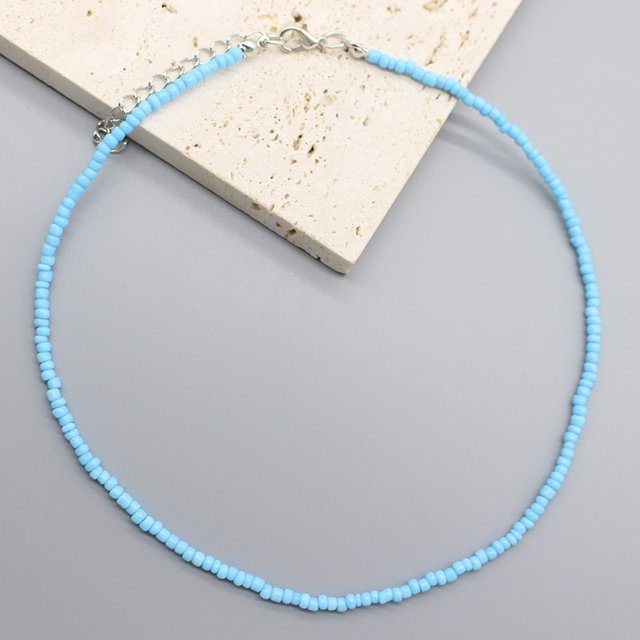 Collier Ras du Cou Simple Perles de Graines Femmes Charme Mode Coréenne Chaîne Col Boho Fait Main Bijou Cadeau