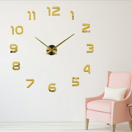 diy large wall sticker clock 3d mirror modern home office decor art