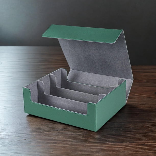 Estuche para cartas de baraja 1800+ Soporte de protección para tarjetas Accesorios multiusos a prueba de golpes Verde Forrado En Gris Hugo Estuche de baraja de cartas coleccionables