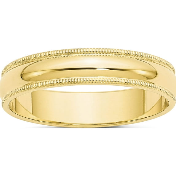 10K Yellow Gold 10Ky 5mm Milgrain Half Round Band Size 14 Made In United States 1m050-14