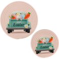 thumbnail image 7 of SKYSONIC Happy Easter Truck Bunny Trivet Round Hot Pads, Set of 2 Cartoon Carrot Pot Holder Heat Resistant Trivets Cotton Thread Weave Mats for Kitchen Counter Hot Dishes Pot Teapot Table Decor, 7 of 7