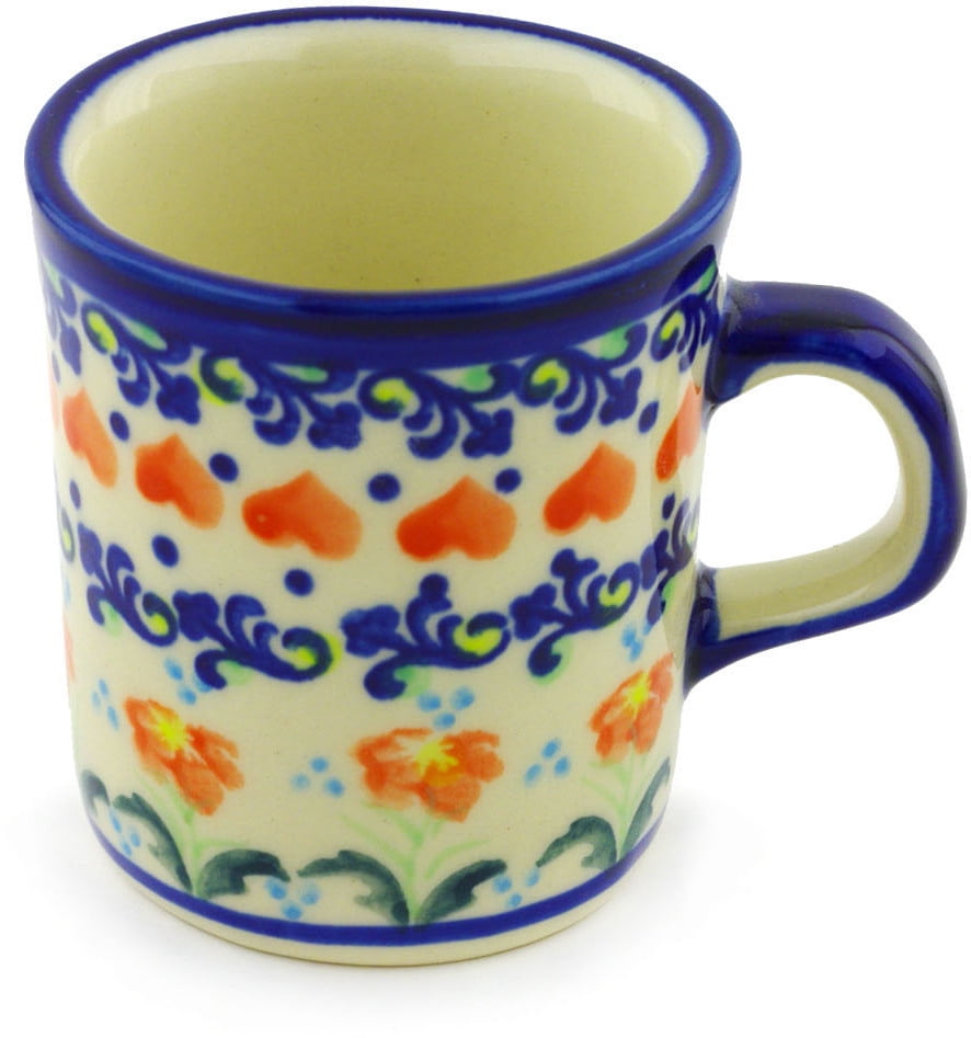 10 Mug Coffee Heart Red Yellow Hand Painted Dollhouse Miniatures Ceramic Food