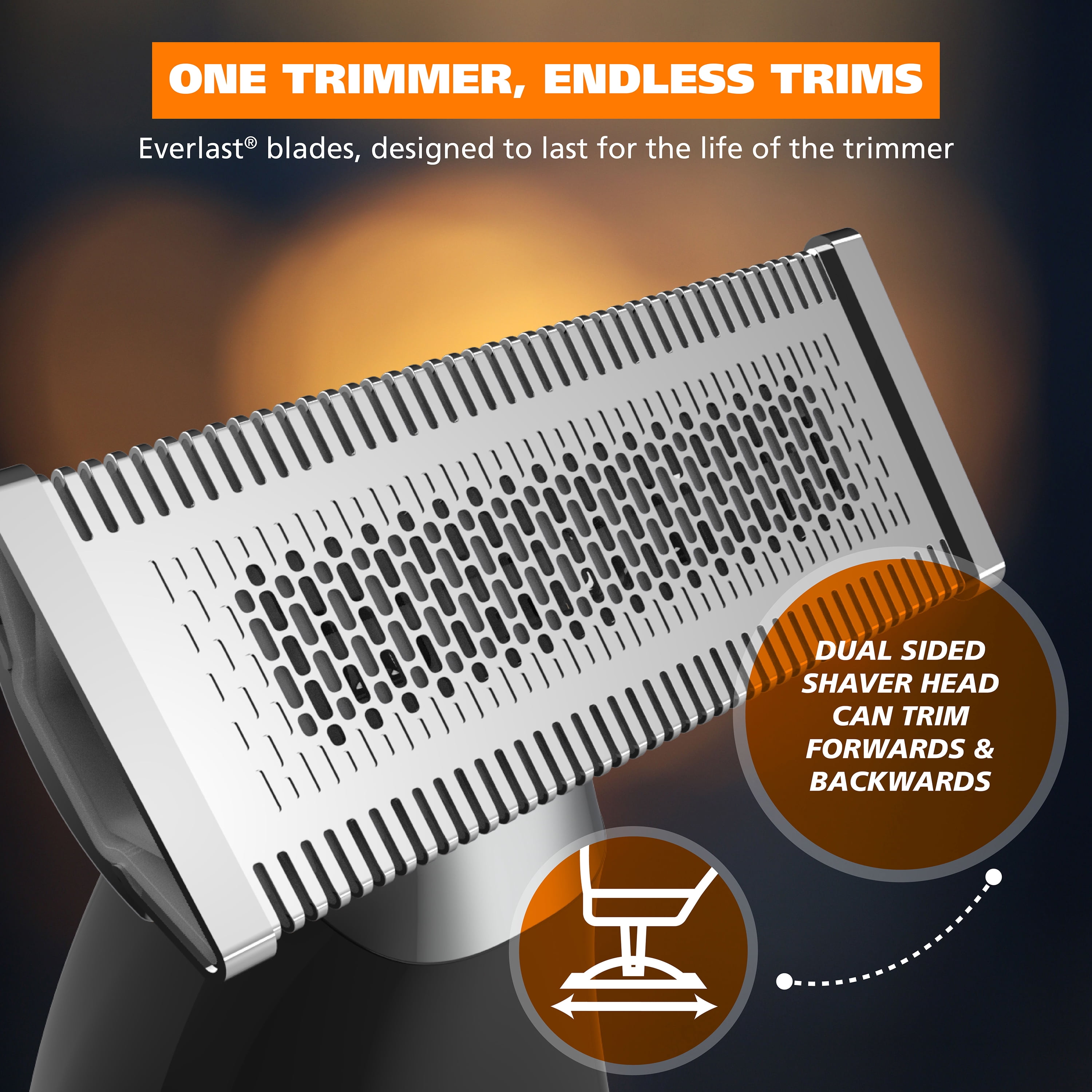 Wahl TrimNinja All-In-One Hybrid Electric Razor, Nose Hair Trimmer, & Beard Trimmer for Men – Everlast Double-Sided Electric Shaver Blade for Facial Hair Grooming – Model 3028244