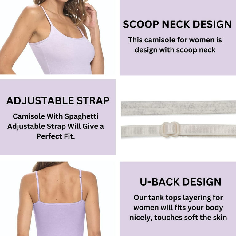 Basic Cami Tank Top Cotton Stretch Adjustable Spaghetti Strap- XS