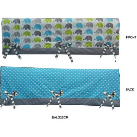 Bacati Elephants Crib Rail Guard Cover Aqua/Lime/Grey, Set of 2, Small Side For US Standard Crib, 100 Percent Cotton Percale Fabrics with Polyester Filling